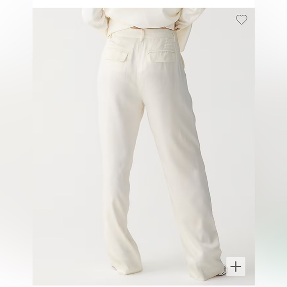 NWT J Crew Essential Linen Blend Straight Wide Leg Pants, white, size 00 - Picture 3 of 7